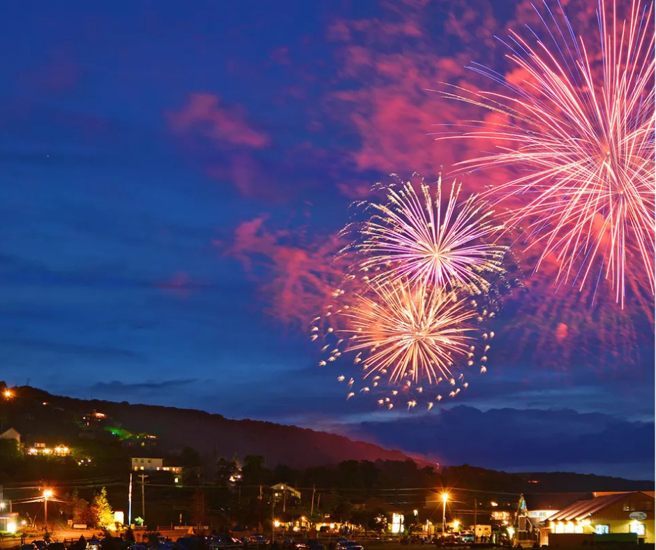 Fireworks lighting up the night sky over ashville